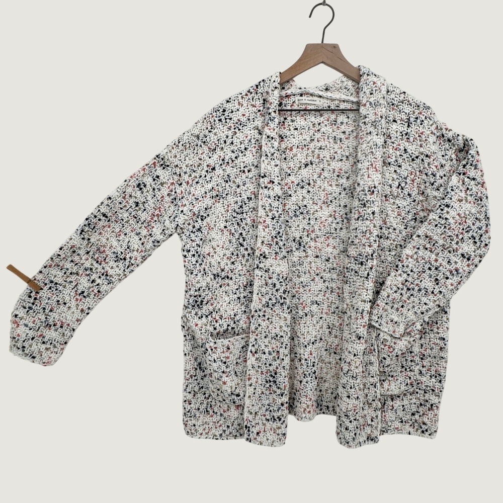 Moon & Madison Confetti Fleck Chenille Open Front Cardigan Sweater Small